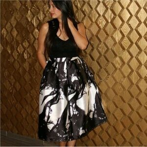 ANGL Black and White Midi Skirt